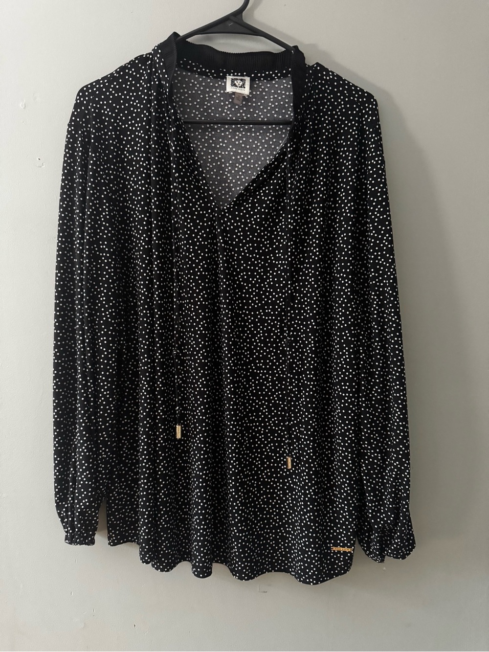Black Polka Dot V-Neck Blouse